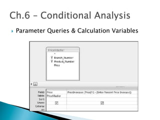 }  Parameter Queries & Calculation Variables
 