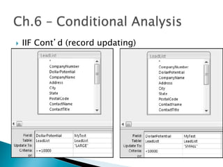 }  IIF Cont’d (record updating)
 