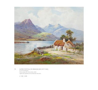 79	 ALFRED FONTVILLE DE BREANSKI JNR (1877-1945)
An Irish Homestead
Oil on canvas, 64 x 76cm (25¼ x 29¾’’)
Signed, also signed and inscribed with title verso
€ 1,500 - 2,500
 