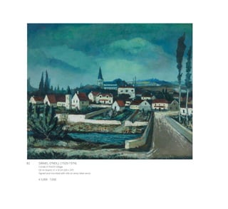 82	 DANIEL O’NEILL (1920-1974)
Condé, A French Village
Oil on board, 51 x 61cm (20 x 24’’)
Signed and inscribed with title on artist label verso
€ 5,000 - 7,000
 