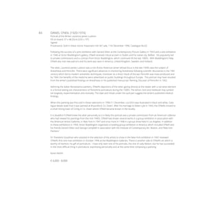 84	 DANIEL O’NEIL (1920-1974)
Portrait of the Writer Laurence James Ludovici
Oil on board, 57 x 48.25cm (22½ x 19’’)
Signed
Provenance: Sold in these rooms ‘Important Irish Art’ sale, 11th December 1996, Catalogue No.63
Following the success of a joint exhibition with Gerard Dillon at the Contemporary Picture Gallery in 1943 and a solo exhibition
in 1946 at Victor Waddington’s gallery, O’Neill received critical acclaim in Dublin and his native city, Belfast. His popularity led
to private commissions and a contract from Victor Waddington, which continued till the late 1960’s. With Waddington’s help,
O’Neill also met new patrons and his work was seen in America, United Kingdom, Sweden, and Holland.
The sitter, Laurence James Ludovici was a non-fiction American writer whose focus in the late 1940’s was the subject of
Anesthesia and Penicillin. There were significant advances in monitoring Anesthesia following scientific discoveries in the 19th
century which led to modern anesthetic techniques, moreover as a direct result of the war Penicillin was mass-produced and
by 1944, the benefits of the medicine were advertised on public buildings throughout Europe. This portrait may have resulted
from the writer’s published findings on Anesthesia or his published manuscript ‘Fleming, Discover of Penicillin’ in 1952.
Admiring the Italian Renaissance painters, O’Neill’s depictions of the sitter gazing directly at the viewer with a narrative element
in a formal setting are characteristics of Florentine portraiture during the 1500’s. The lemon, bird and notebook may symbol-
ize longevity, experimentation and mortality. The date and initials under the quill pen suggest the writer’s published medical
findings.
When this painting was first sold in these salerooms in 1996 (11 December, Lot 63) it was illustrated in black and white. Cata-
logue details state that it was ‘painted at Bryansford, Co. Down’. After his marriage to Eileen Lyle in 1943, the O’Neills moved to
a small mining town of Conlig in Co. Down where O’Neill became known in the locality.
It is doubtful if O’Neill knew the sitter personally so it is likely this portrait was a private commission from an American collector
who had viewed his paintings from the mid 1940’s. O’Neill had shown several works in a group exhibition in association with
the American Artists Galleries, in New York in 1947 and once more in 1948 in a group show held in Los Angeles. In addition
to these exhibitions in 1950, Victor Waddington organized a traveling group exhibition in America, which included O’Neill and
his friends Gerard Dillon and George Campbell in association with the Institute of Contemporary Art, Boston, and ‘New Irish
Painters.’
Dr Theodore Goodman who assisted in the selection of the artists to show in the New York exhibition in 1947 reviewed
O’Neill’s first one-man exhibition in October 1946 at the Waddington Galleries, ‘There is another side to O’Neill’s art which is
worthy of mention, his gift of portraiture. I have only seen one of his portraits, the one of Lady Nelson, but he has succeeded
in the most difficult thing in portraiture, expressing personality and at the same time composing a painting.’
Karen Reihill
€ 6,000 - 8,000
 