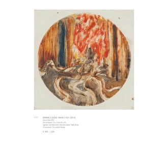 111	 BARRIE COOKE HRHA (1931-2014)
Fire in the GPO
Oil on board, 23 x 23cm (9 x 9’’)
Signed, inscribed with title and dated 1966 verso
Provenance: The artist’s family
€ 800 - 1,200
 