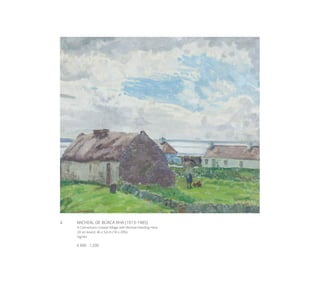 4	 MICHEÁL DE BÚRCA RHA (1913-1985)
A Connemara Coastal Village with Woman Feeding Hens
Oil on board, 46 x 52cm (18 x 20½)
Signed
€ 800 - 1,200
 