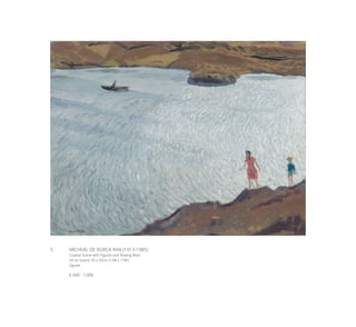 5	 MICHEÁL DE BÚRCA RHA (1913-1985)
Coastal Scene with Figures and Rowing Boat
Oil on board, 35 x 45cm (13¾ x 17¾’’)
Signed
€ 600 - 1,000
 
