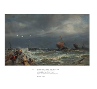 131	 EDWIN HAYES RHA RI ROI (1819-1904)
French Luggers Entering Calais Harbour
Oil on board, 17.7 x 27.4cm (7 x 10¾’’)
Signed, also signed and inscribed on label verso
€ 1,500 - 2,000
 