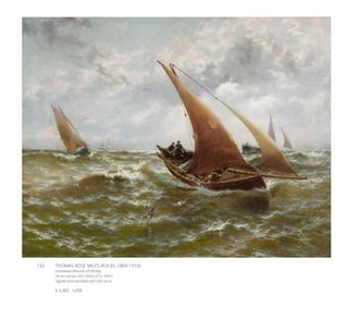 132	 THOMAS ROSE MILES RCA (FL.1869-1910)
Homeward Bound off Whitby
Oil on canvas, 69 x 90cm (27 x 35½”)
Signed and inscribed with title verso
€ 3,000 - 5,000
 