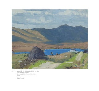 6	 MICHEÁL DE BÚRCA RHA (1913-1985)
Turf Gathering, Connemara
Oil on board, 39.5 x 49.5cm (15½ x 19½’’)
Signed
€ 800 - 1,200
 