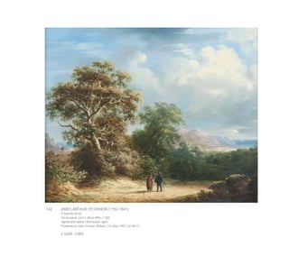 142	 JAMES ARTHUR O’CONNOR (1792-1841)
A Seaside Stroll
Oil on panel, 24.5 x 30cm (9¾ x 11¾’’)
Signed and dated 1834 (lower right)
Provenance: Sale Christie’s Belfast 21st May 1997, Lot No.51
€ 3,000 - 5,000
 