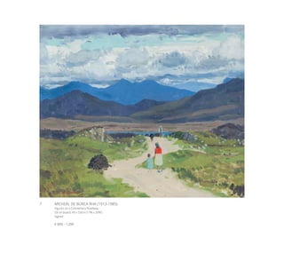 7	 MICHEÁL DE BÚRCA RHA (1913-1985)
Figures on a Connemara Roadway
Oil on board, 45 x 53cm (17¾ x 20¾’’)
Signed
€ 800 - 1,200
 