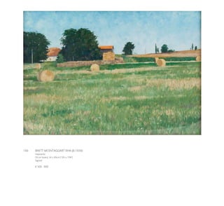 166	 BRETT MCENTAGGART RHA (B.1939)
Haystacks
Oil on board, 34 x 49cm (13½ x 19¼’’)
Signed
€ 500 - 800
 