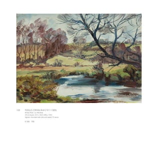 169	 FERGUS O’RYAN RHA (1911-1989)
Brittas River, Co. Wicklow
Oil on board, 24.5 x 34cm (9¾ x 13½’’)
Signed. Inscribed with title and dated ‘72 verso
€ 500 - 700
 