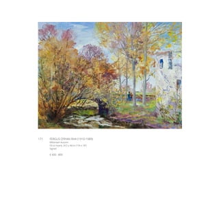 171	 FERGUS O’RYAN RHA (1910-1989)
Millstream Autumn
Oil on board, 34.5 x 46cm (13½ x 18’’)
Signed
€ 600 - 800
 