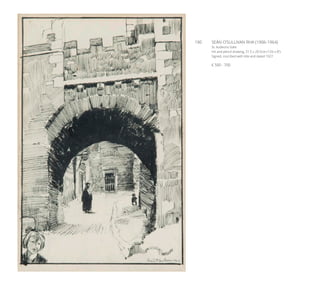 190	 SEÁN O’SULLIVAN RHA (1906-1964)
St. Audeons Gate
Ink and pencil drawing, 31.5 x 20.5cm (12½ x 8”)
Signed, inscribed with title and dated 1927
€ 500 - 700
 