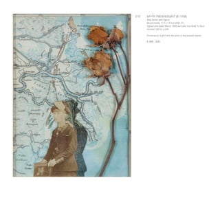 210	 KATHY PRENDERGAST (B.1958)
Map Series with Figure
Mixed media, 17.5 x 12.5cm (6¾ x 5”)
Signed and dated March 1980 vero and inscribed ‘To Paul
Another Gift for a Gift’
Provenance: A gift from the artist to the present owner
€ 400 - 600
 