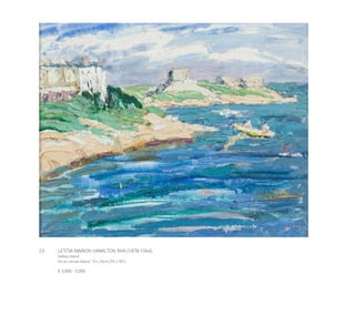 23	 LETITIA MARION HAMILTON RHA (1878-1964)
Dalkey Island
Oil on canvas board, 19 x 24cm (7½ x 9½’’)
€ 3,000 - 5,000
 