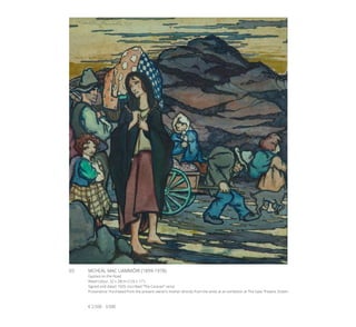 65	 MCHEÁL MAC LIAMMÓIR (1899-1978)
Gypsies on the Road
Watercolour, 32 x 28cm (12½ x 11’’)
Signed and dated 1929, inscribed “The Caravan” verso
Provenance: Purchased from the present owner’s mother directly from the artist at an exhibition at The Gate Theatre, Dublin.
€ 2,500 - 3,500
 