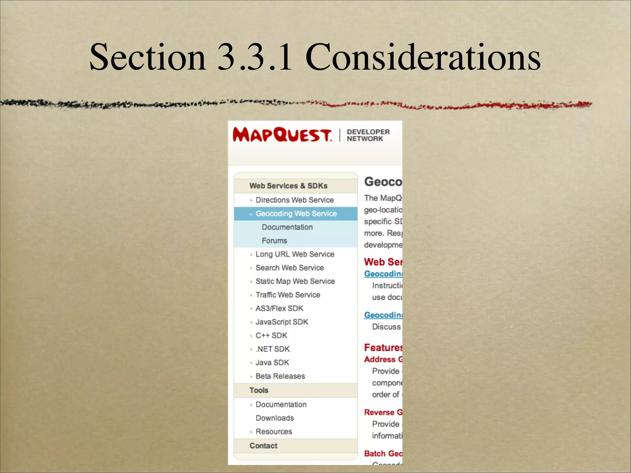 Section 3.3.1 Considerations
 