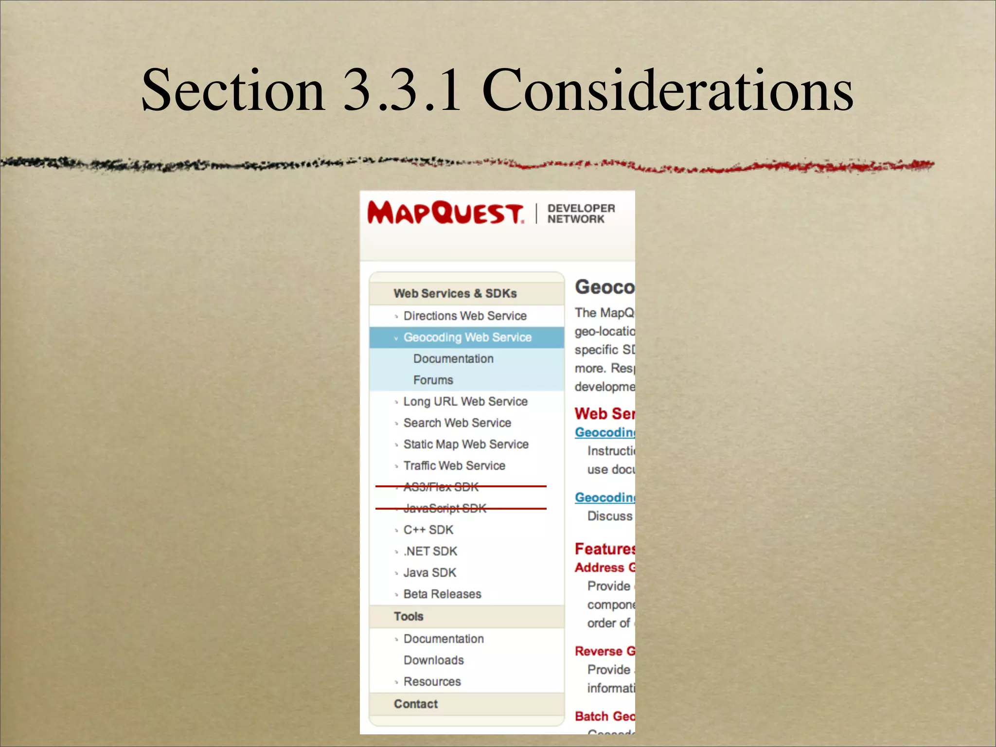 Section 3.3.1 Considerations
 