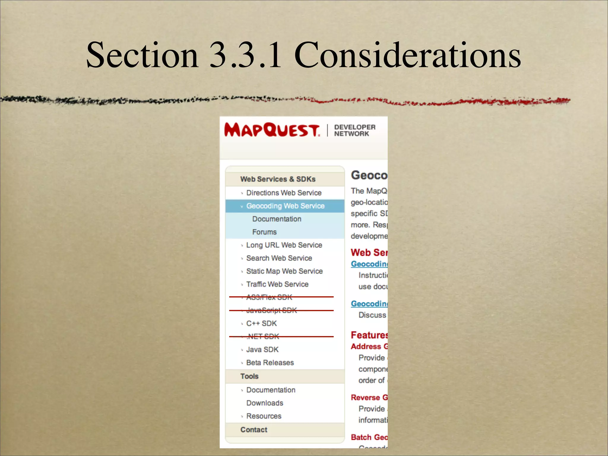 Section 3.3.1 Considerations
 