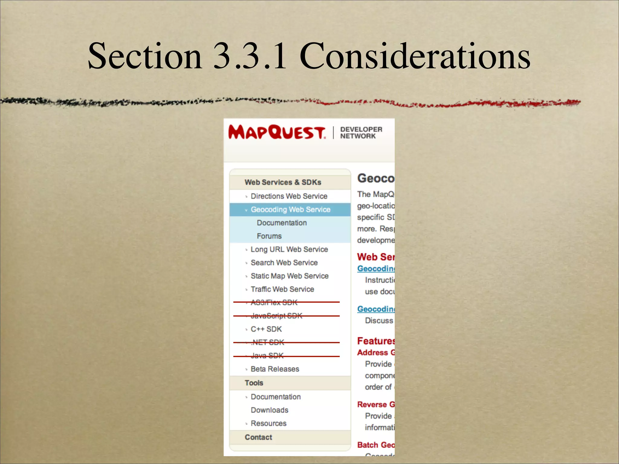 Section 3.3.1 Considerations
 