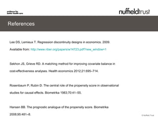 © Nuffield Trust
References
Lee DS, Lemieux T. Regression discontinuity designs in economics. 2009.
Available from: http:/...