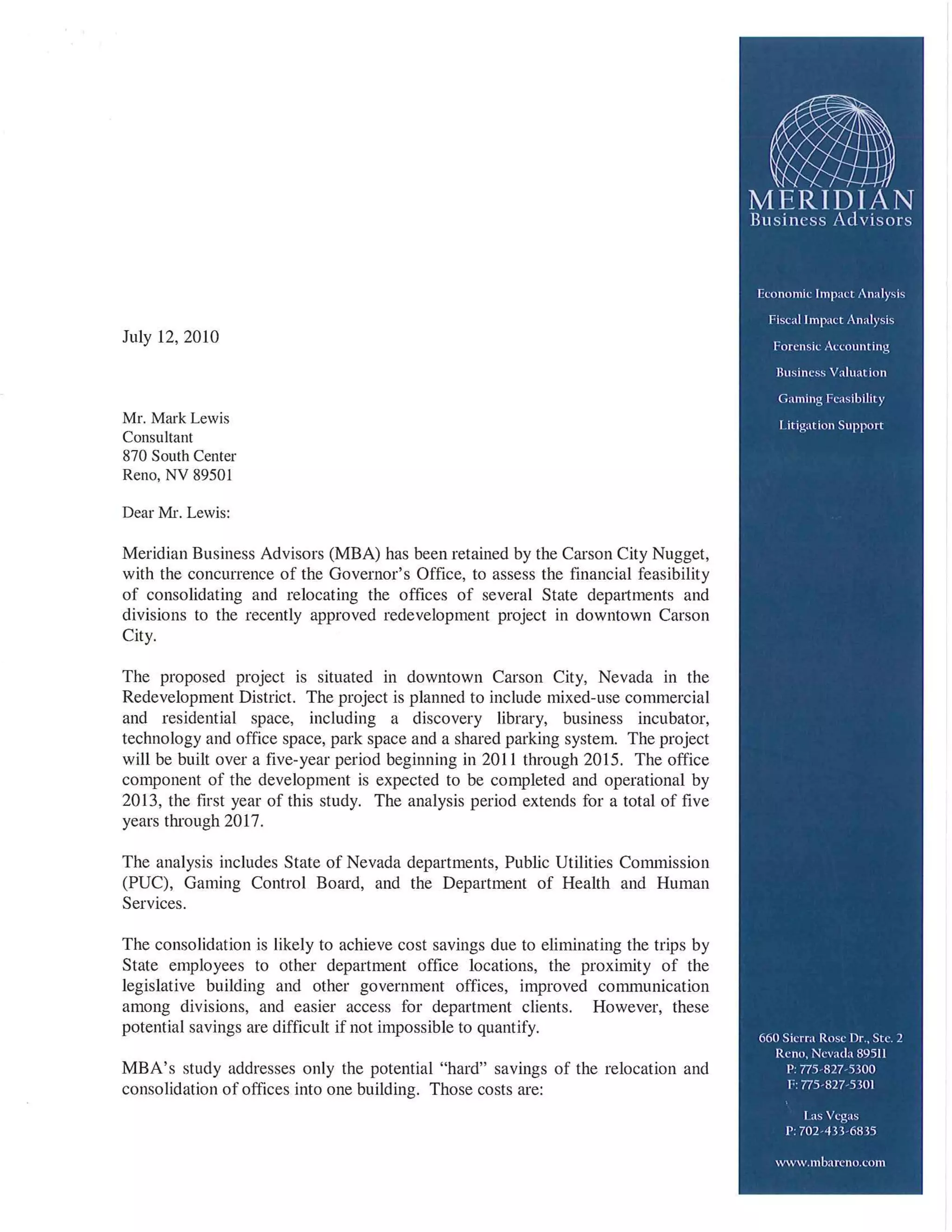 Nugget Project: Meridian report on feasibility