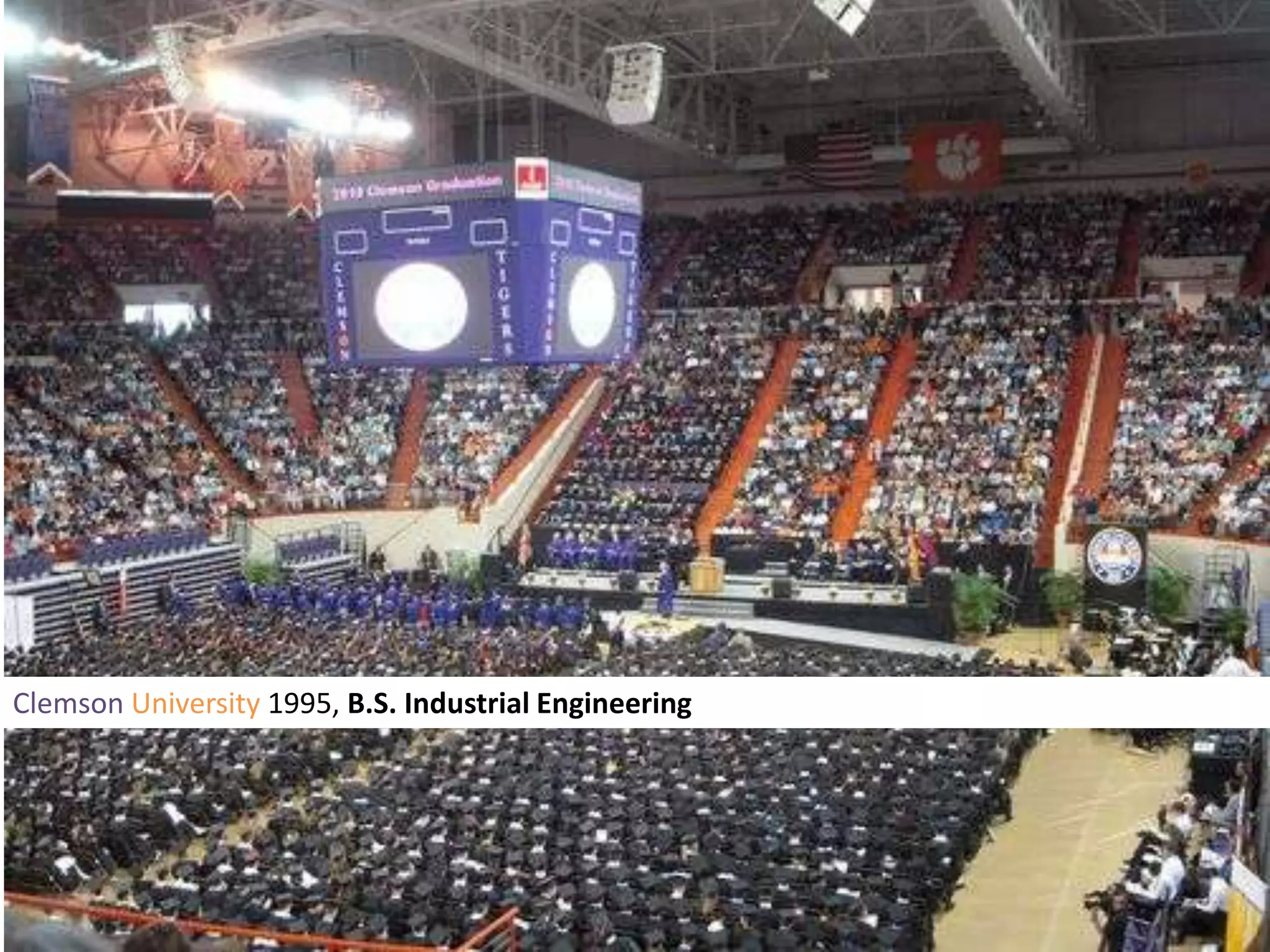 Clemson University 1995, B.S. Industrial Engineering
 