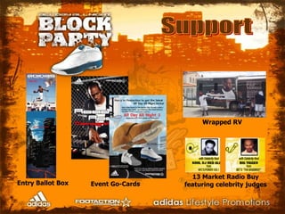 SupportWrapped RV13 Market Radio Buy featuring celebrity judgesEntry Ballot BoxEvent Go-Cards