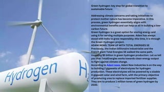 Adani group’s involvement in green hydrogen projects, initiatives, and ...