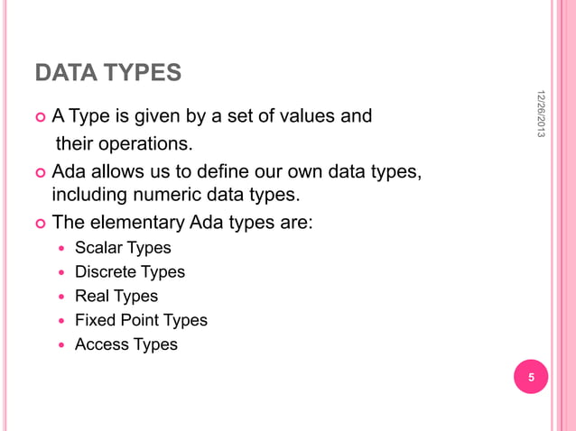 ADA programming language | PPTX | Programming Languages | Computing