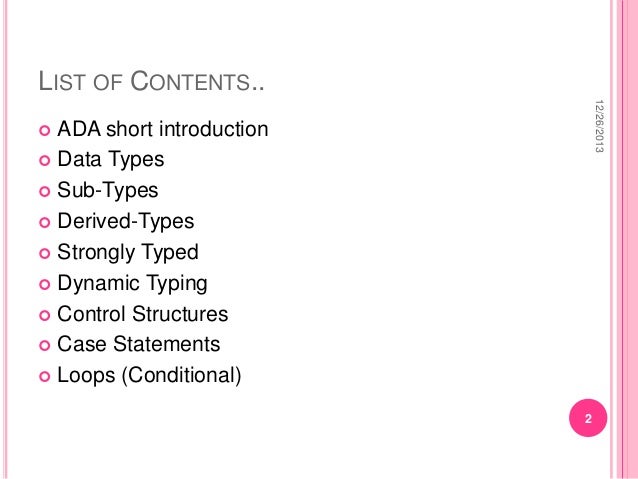 ADA programming language
