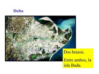 Delta
Dos brazos.
Entre ambos, la
isla Buda.
 