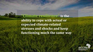 Climate smart agriculture prioritization and policy making