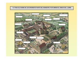 14. POSA ELS NOMS DE LES DIFERENTS PARTS DEL MONESTIR. POTS MIRAR EL DIBUIX DEL LLIBRE
 