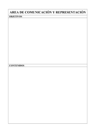 AREA DE COMUNICACIÓN Y REPRESENTACIÓN
OBJETIVOS
CONTENIDOS
 