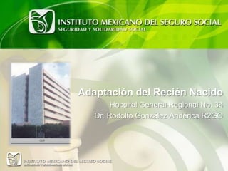 Adaptación del Recién Nacido
Hospital General Regional No. 36
Dr. Rodolfo González Andérica R2GO

 