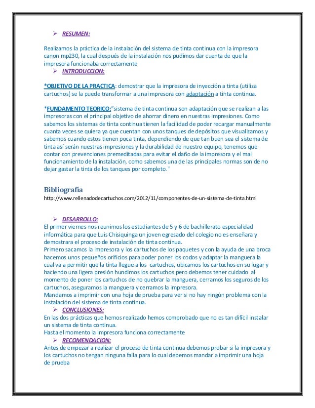 Adaptacion del sistema de tinta continua