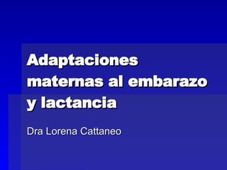 Adaptaciones maternas al embarazo y lactancia Dra Lorena Cattaneo 