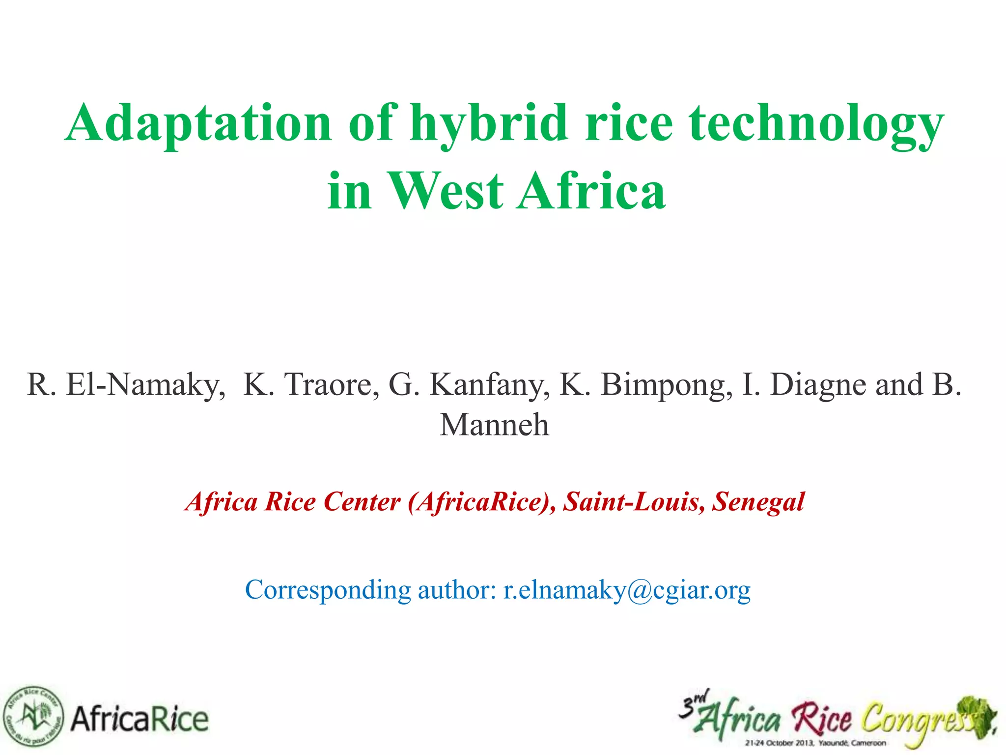 Th1_Adaptation of hybrid rice technology in West Africa | PPTX