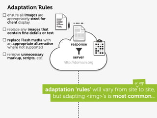 Adaptation Rules
ensure all images are
appropriately sized for
client display
replace any images that
contain ﬁne details ...