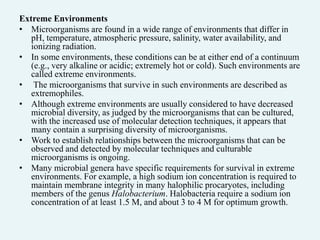 Adaptation of microorganism in environment- microbial ecology | PPTX