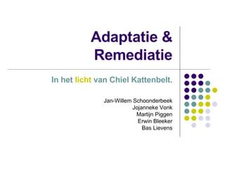 Adaptatie & Remediatie In het  licht  van Chiel Kattenbelt. Jan-Willem Schoonderbeek Jojanneke Vonk Martijn Piggen Erwin Bleeker Bas Lievens 