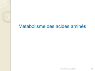 Franck Rencurel 2020 49
Métabolisme des acides aminés
 
