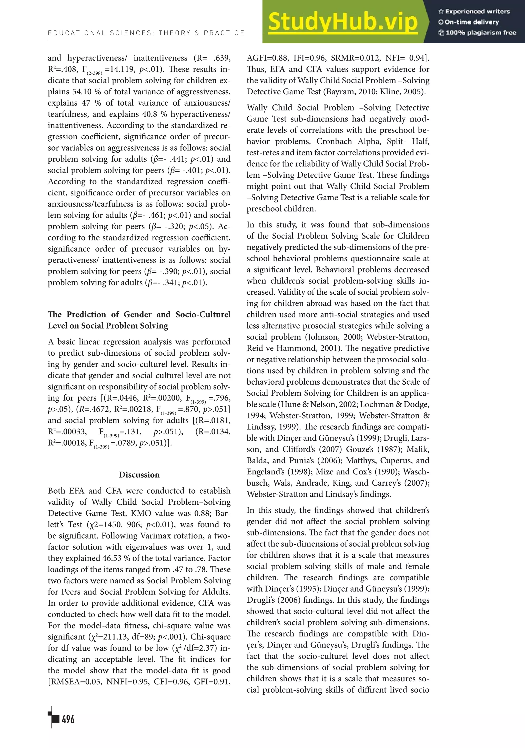 Adaptation Of Social Problem Solving For Children Questionnaire In 6 ...