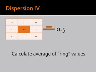 -1   1    0

2    0    2         0.5
0    1    -1




Calculate average of “ring” values
 