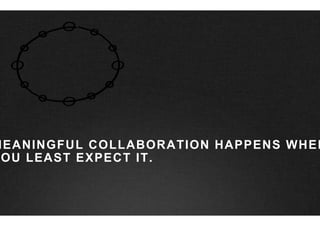 MEANINGFUL COLLABORATION HAPPENS WHEN
 OU LEAST EXPECT IT.
 