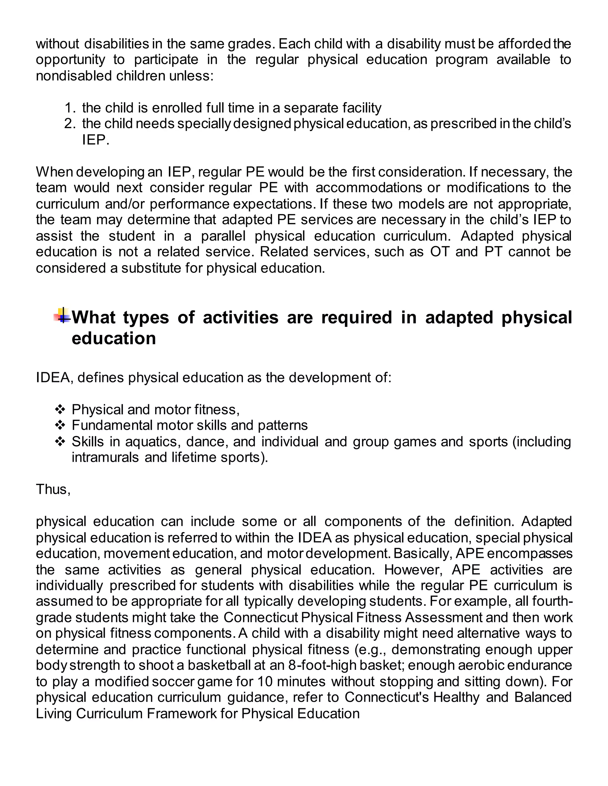 Adapted physical education | DOCX