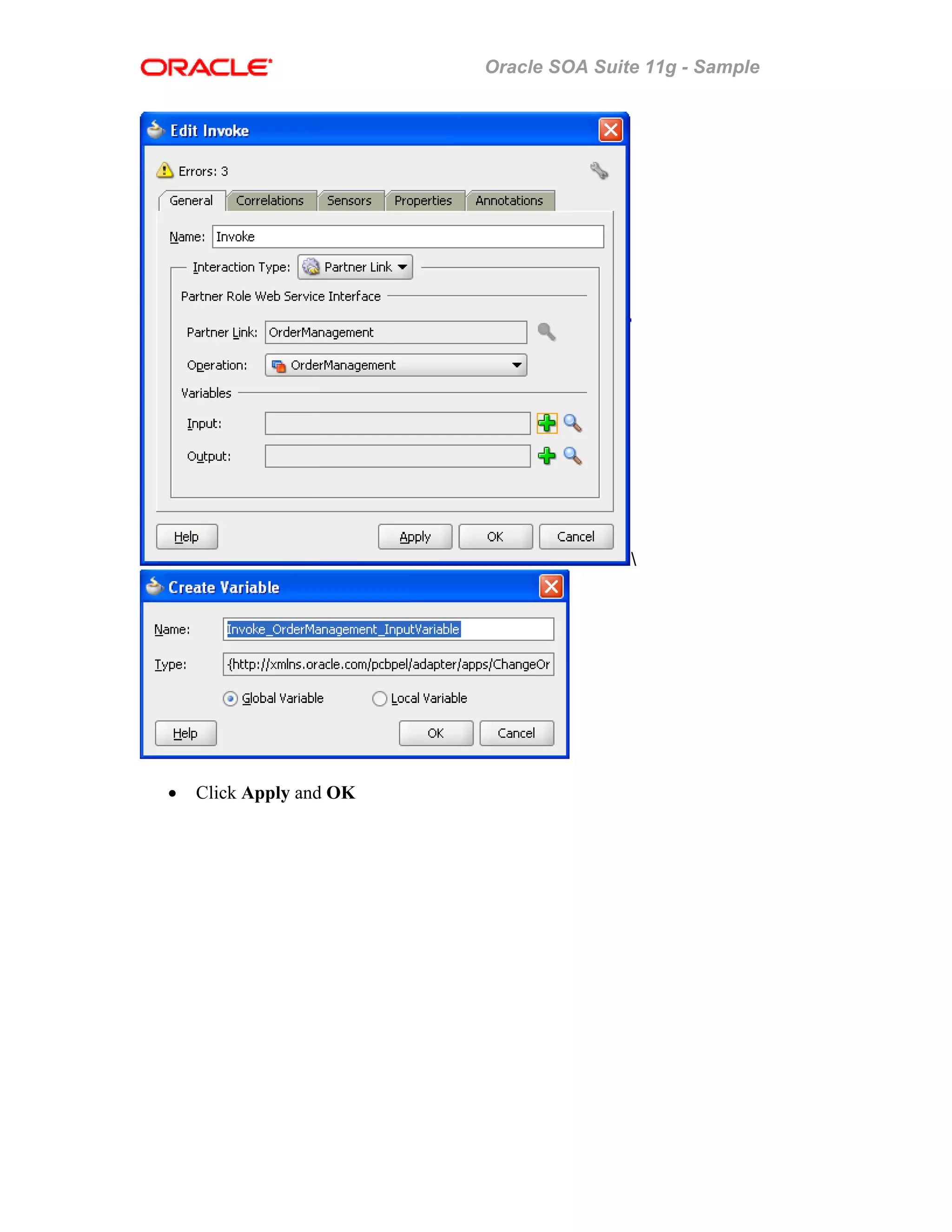 Oracle SOA Suite 11g - Sample

• Click Apply and OK
 