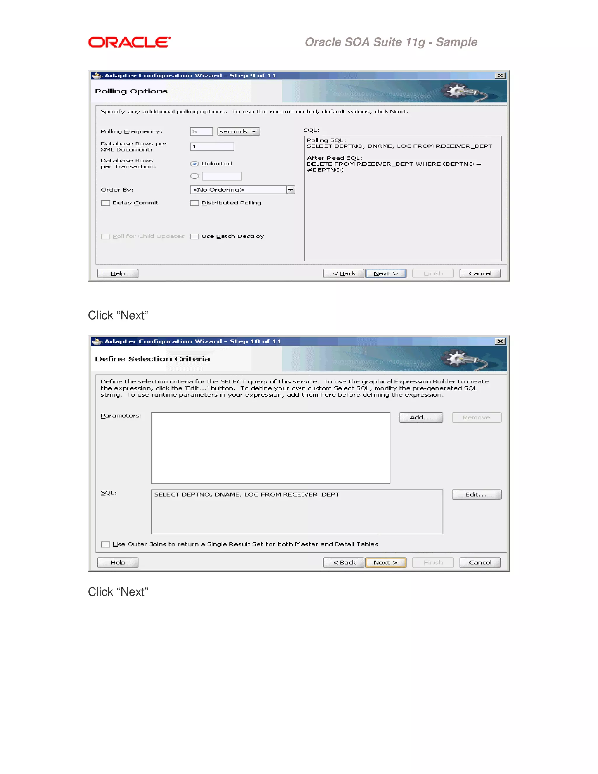 Oracle SOA Suite 11g - Sample
Click “Next”
Click “Next”
 
