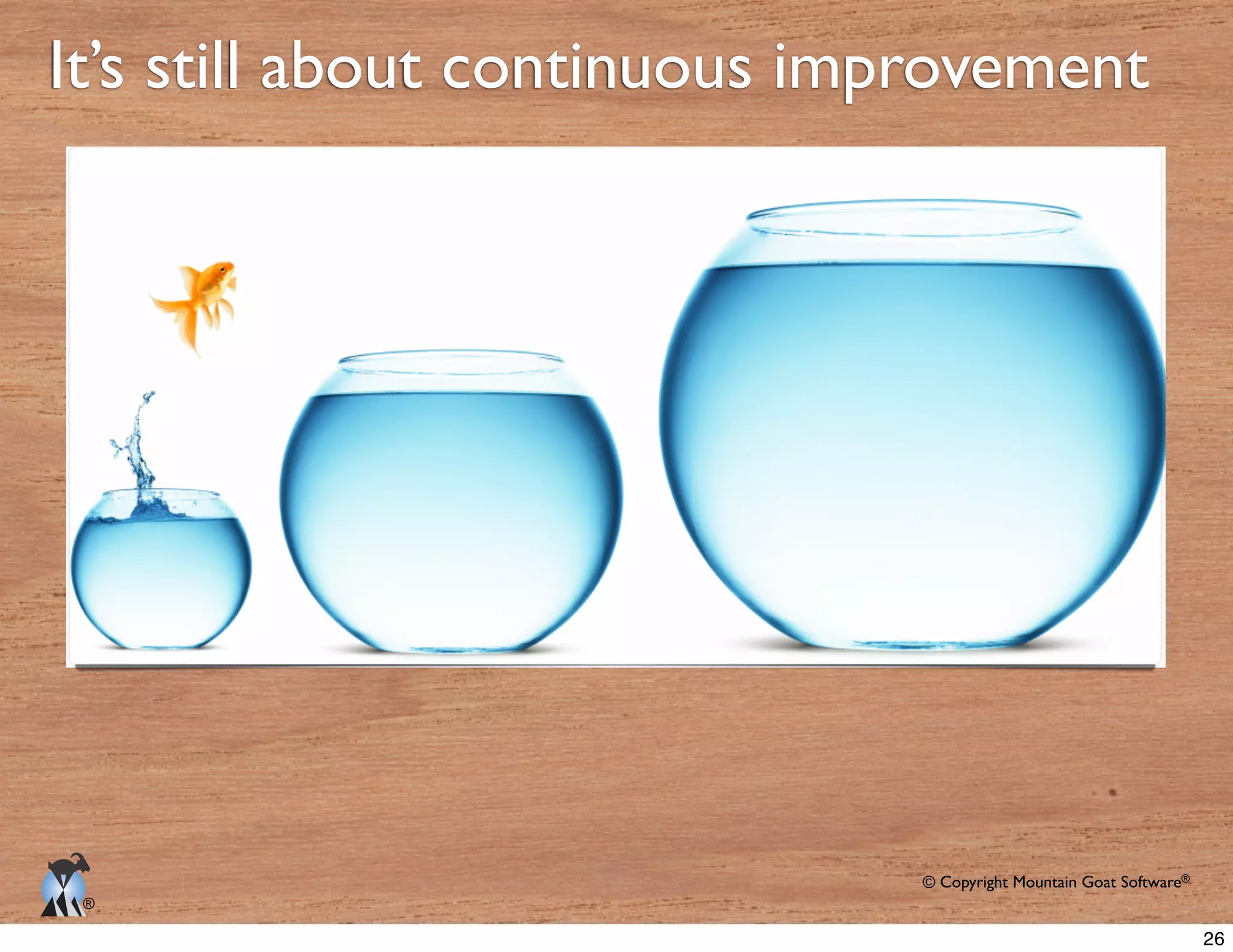© Copyright Mountain Goat Software®
®
It’s still about continuous improvement
26
 